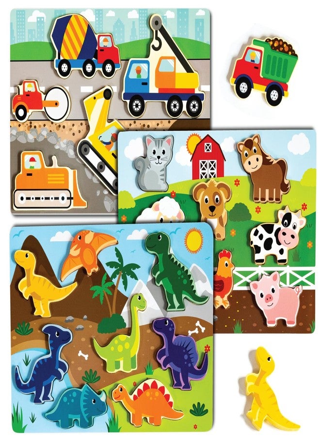 Klevly Large 3 Pk Wooden Toddler Puzzles Ages 2-4 | Wooden Puzzles for Toddlers 1-3 | Montessori Toys for 2 Year Old | Toddler Toys Age 2-4 | Educational | STEM - Image 1